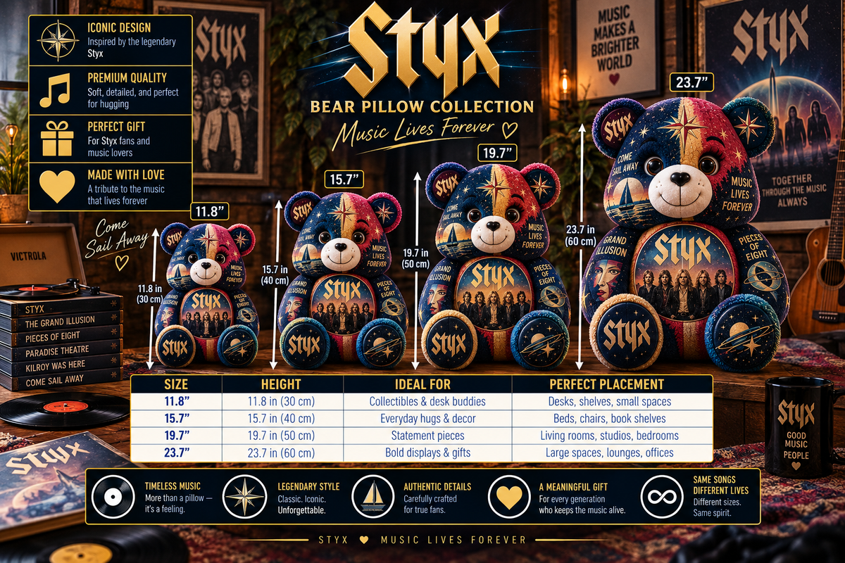 Styx Bear Custom Shaped Pillow – Classic Rock Fan Gift