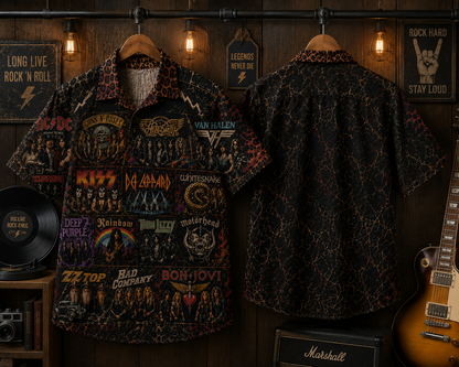 Rock Never Dies Hawaiian Shirt - Vintage Music Fan Gift
