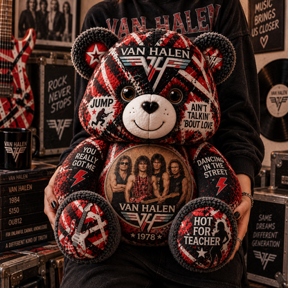Van Halen Bear Custom Shaped Pillow – Classic Rock Band , Rock Music Fan Gift