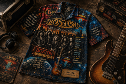 Boston Band Hawaiian Shirt - Vintage Music Fan Gift