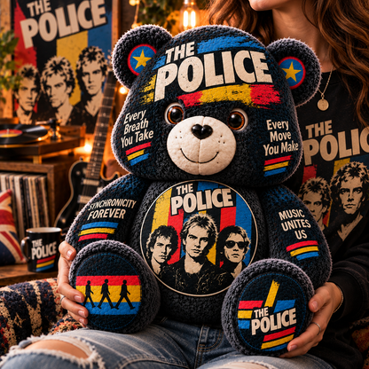 The Police Custom Shaped Bear Pillow – Every Breath You Take Classic Rock Inspired Gift for The Police Fans