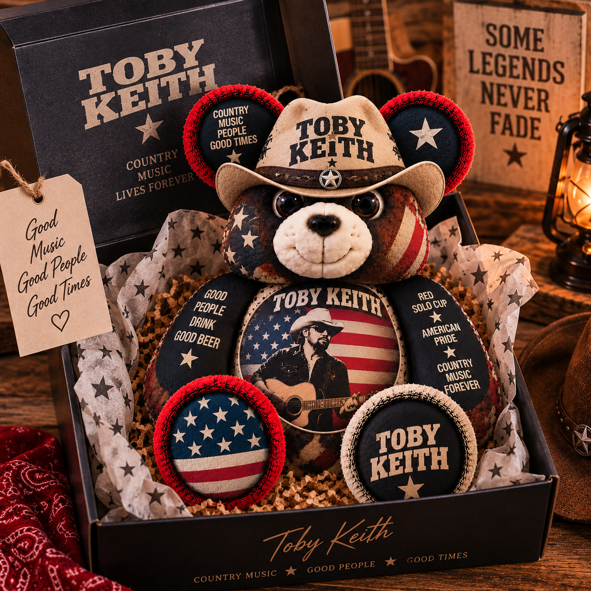 Toby Keith Custom Shaped Bear Pillow – Country Music Inspired Gift for Fans