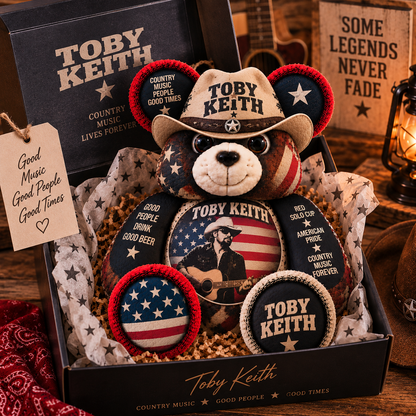 Toby Keith Custom Shaped Bear Pillow – Country Music Inspired Gift for Fans