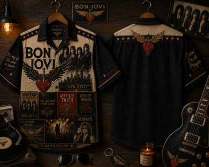 Bon Jovi Hawaiian Shirt - Vintage Music Fan Gift