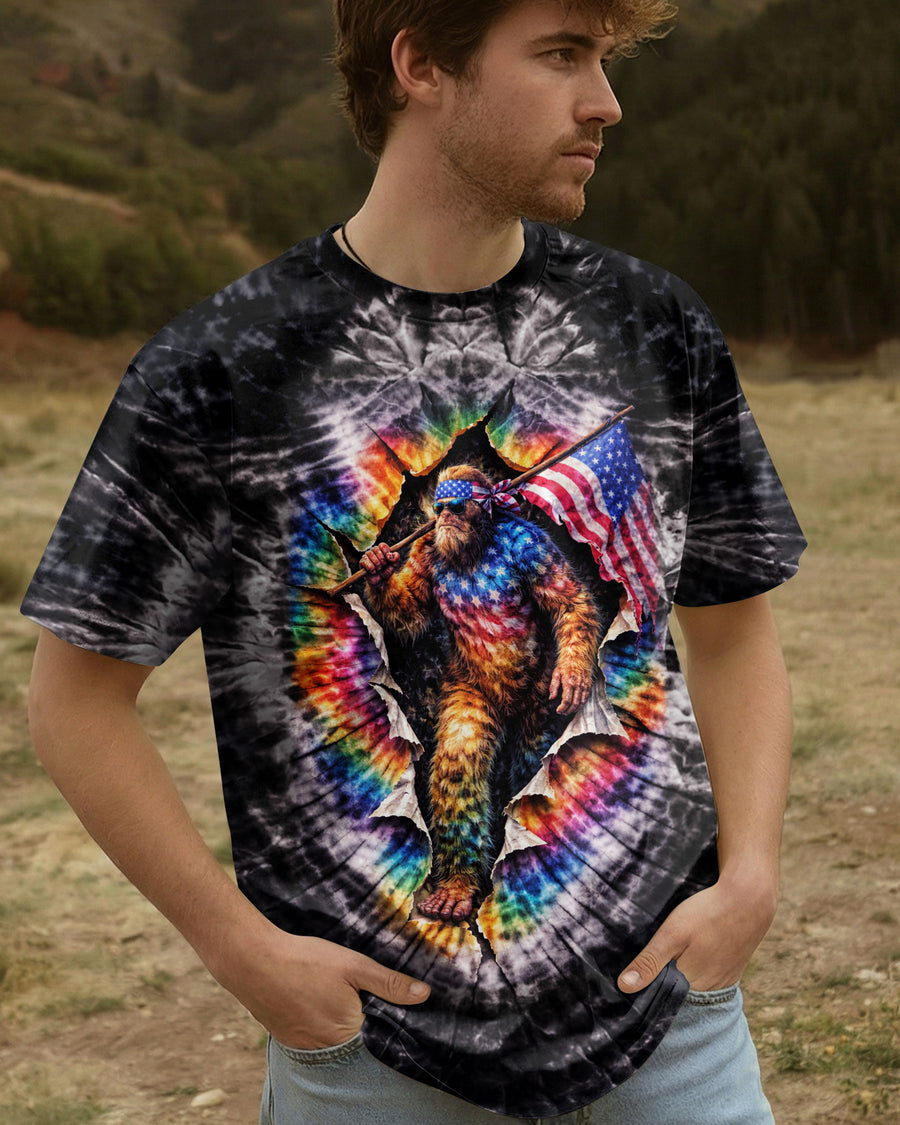 BIGFOOT WITH FLAG SWIRL ALL OVER PRINT SHIRT