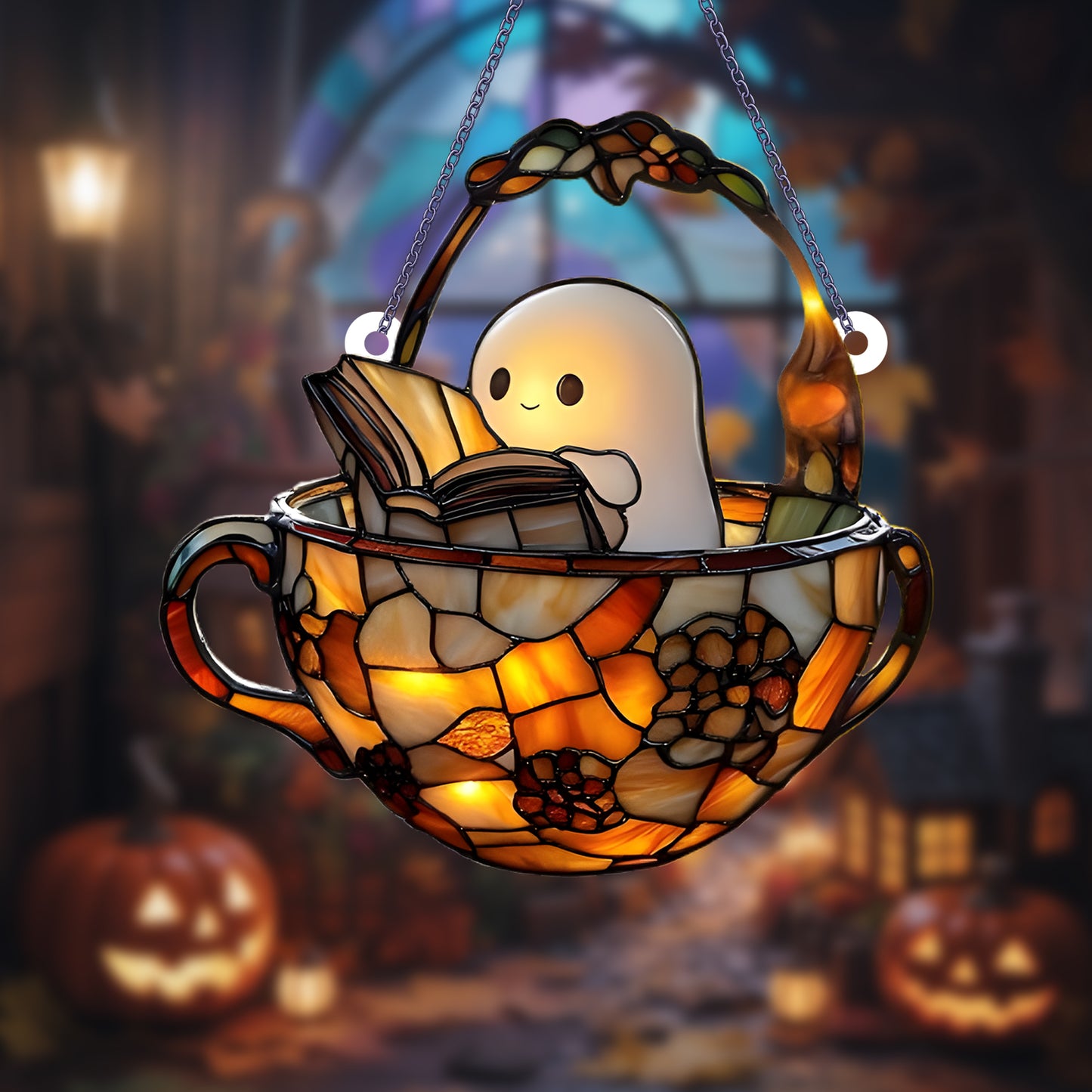 Cute Ghost Stained Glass Acrylic Suncatcher