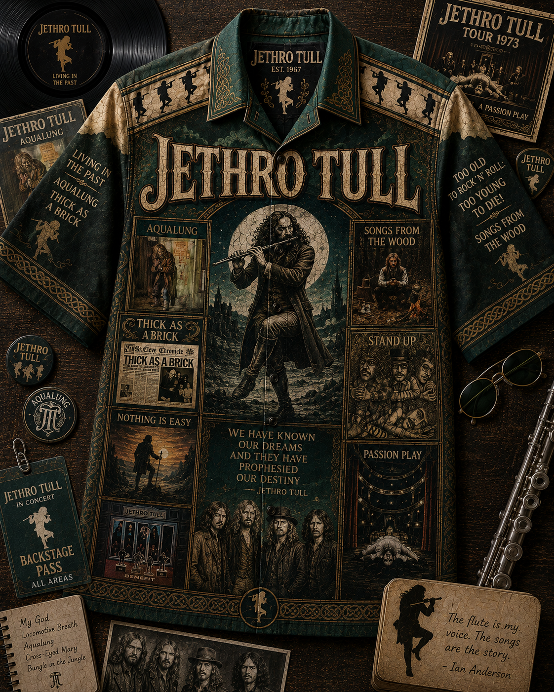 Jethro Tull Hawaiian Shirt – Aqualung Classic Rock Music Fan Gift