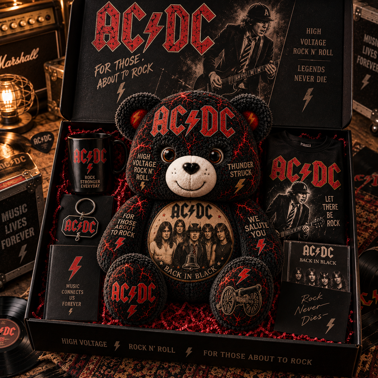 ACDC Bear Custom Shaped Pillow – Rock Music Legend Gift
