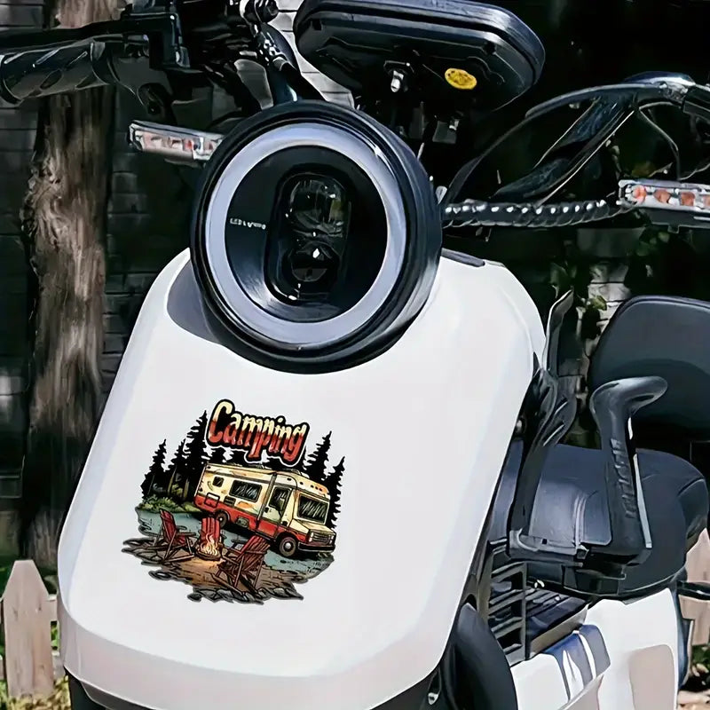 Vibrant Jungle-Themed "Camping" Sticker