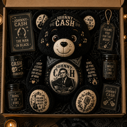 Johnny Cash Man in Black Bear Custom Shaped Pillow – Country Music Legend Gift