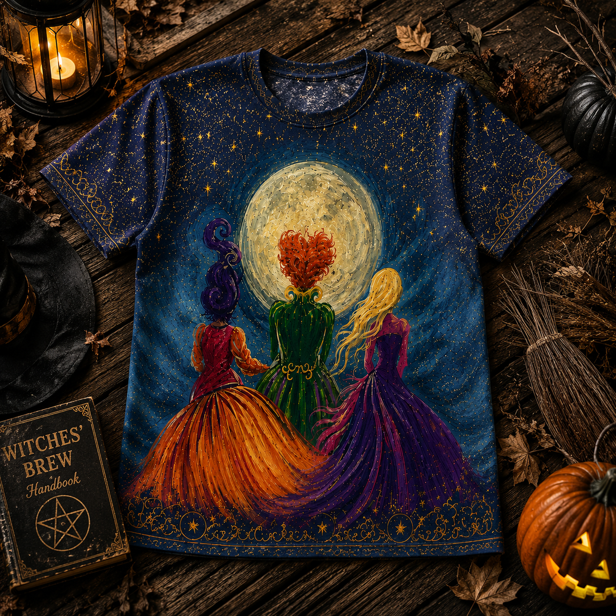 Witch Sisters Hocus Pocus Shirt – Halloween Moonlight Witchy All Over Print