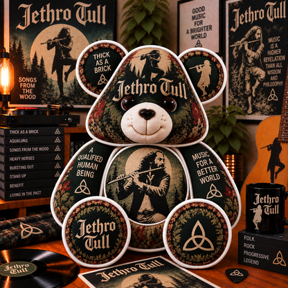 Jethro Tull Custom Shaped Bear Pillow – Progressive Folk Rock Music Inspired Gift for Fans