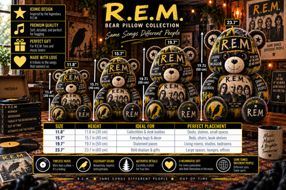 R.E.M. Bear Custom Shaped Pillow – Alternative Rock Music Fan Gift
