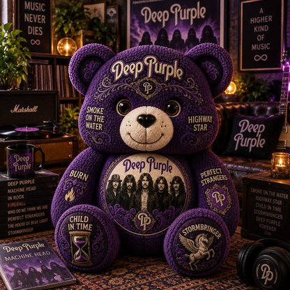 Deep Purple Bear Custom Shaped Pillow – Classic Rock Music Fan Gift