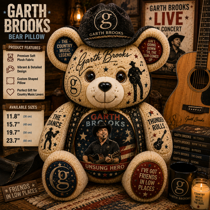 Garth Brooks Bear Custom Shaped Pillow – Rock Music Legend Gift