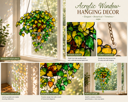 Green Leaf Window Hanging Suncatcher Acrylic