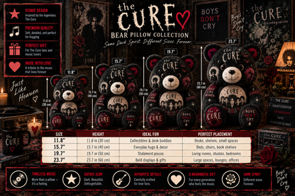 The Cure Bear Custom Shaped Pillow – Boys Don’t Cry Gothic Rock Music Fan Gift, Alternative Rock Lover Decor