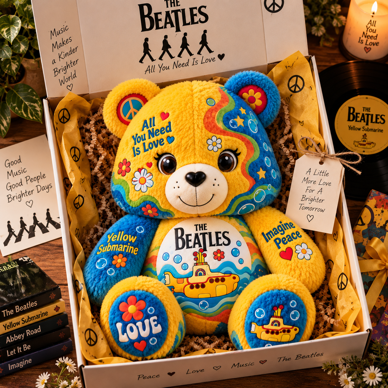 The Beatles Bear Custom Shaped Pillow – Gift for Beatles Fans & Music Lovers 2