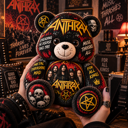 Anthrax Bear Custom Shaped Pillow – Thrash Metal Music Fan Gift