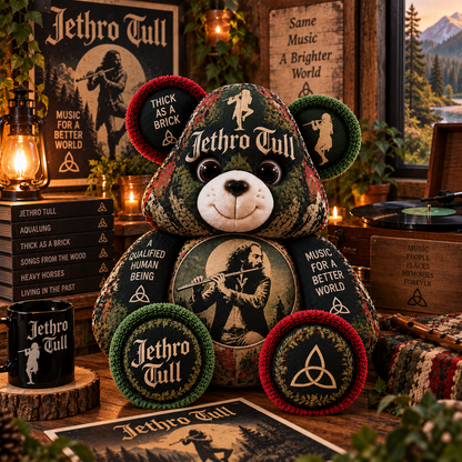 Jethro Tull Custom Shaped Bear Pillow – Progressive Folk Rock Music Inspired Gift for Fans