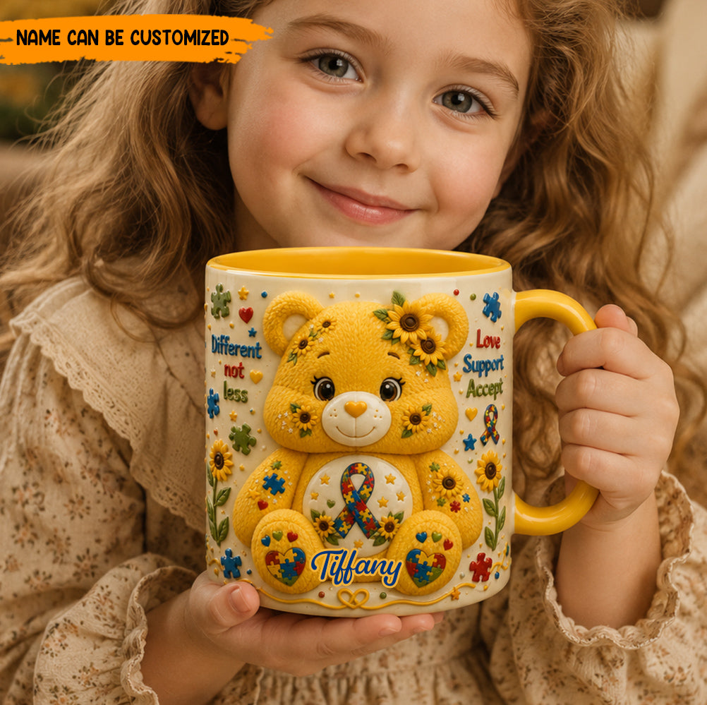 Personalized Autism Bear Accent Mug