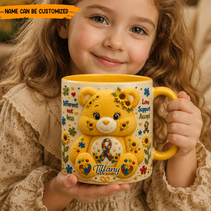 Personalized Autism Bear Accent Mug