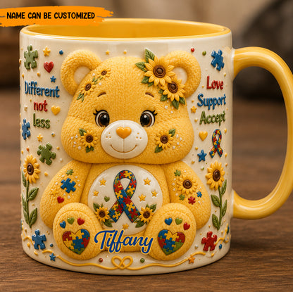Personalized Autism Bear Accent Mug
