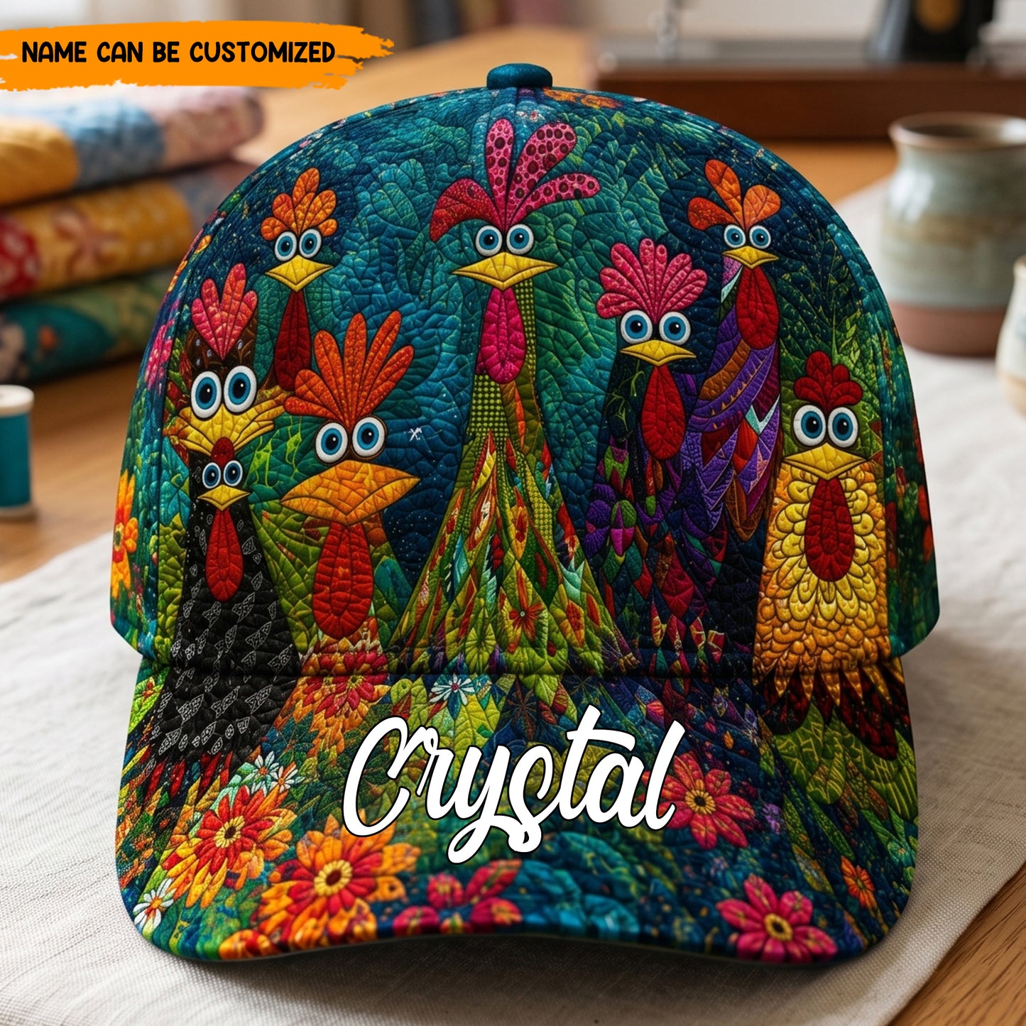 Personalized Crazy Chicken Classic Cap
