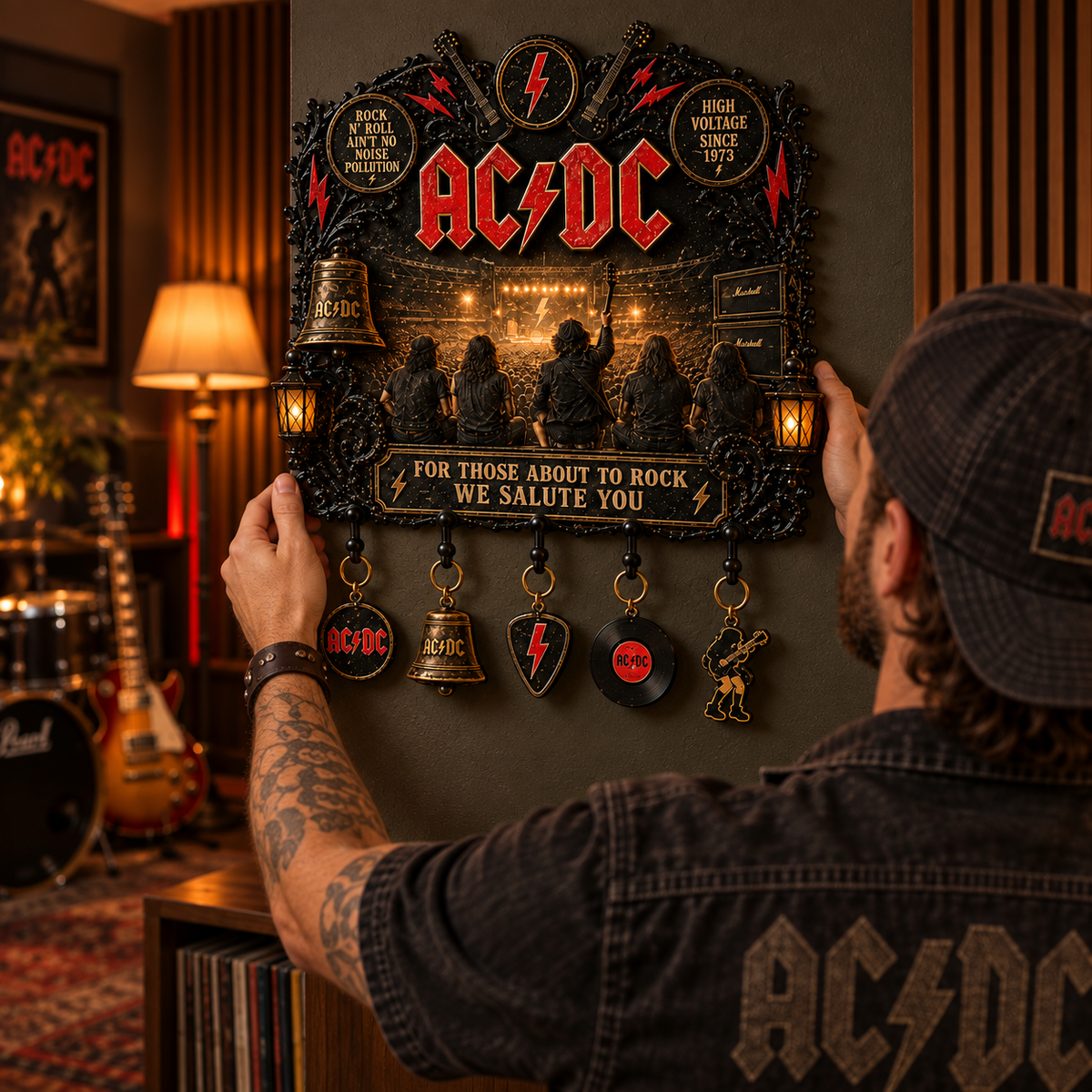 AC/DC Rock N Roll Classic Wall Key Holder – Music Legend Wall Key Rack