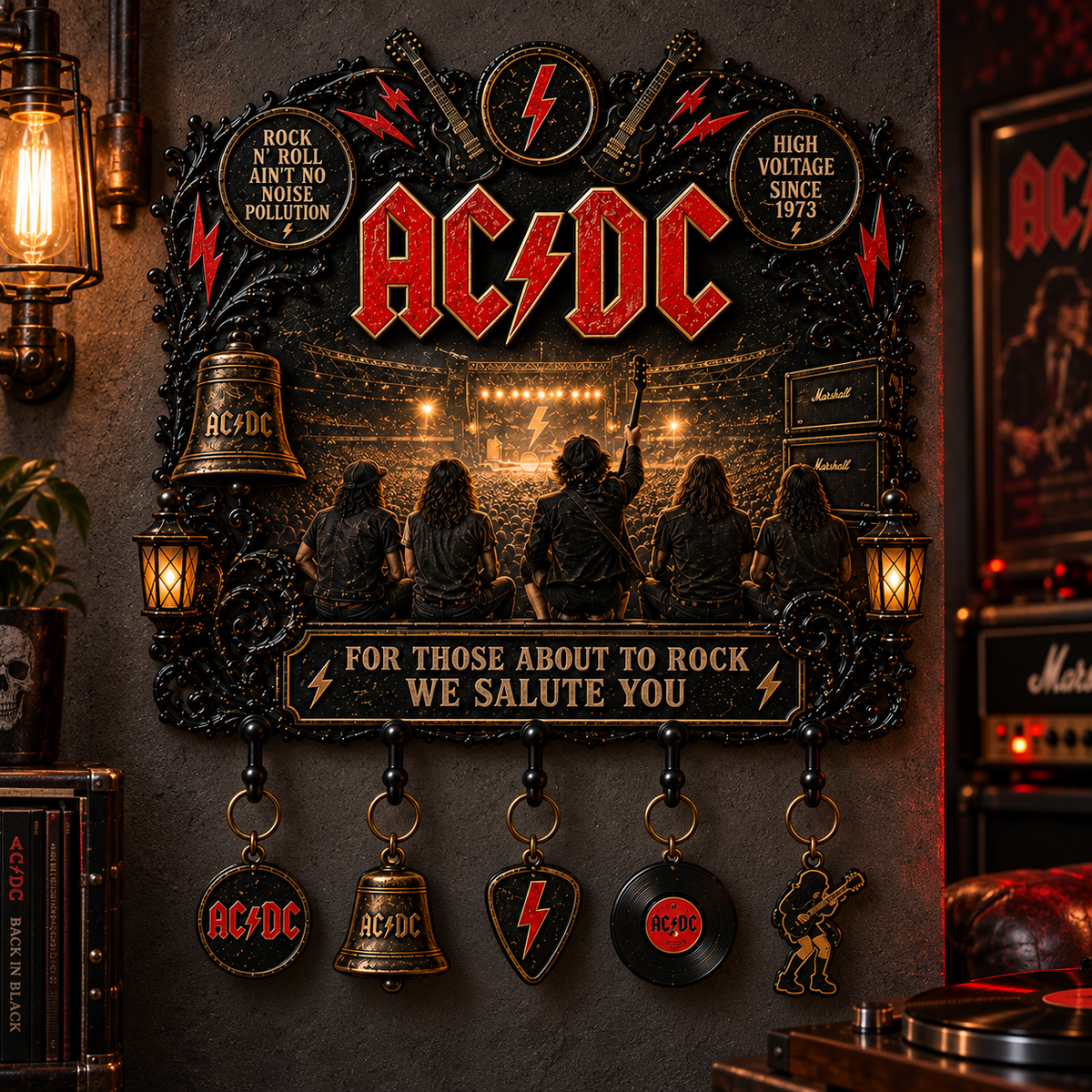 AC/DC Rock N Roll Classic Wall Key Holder – Music Legend Wall Key Rack