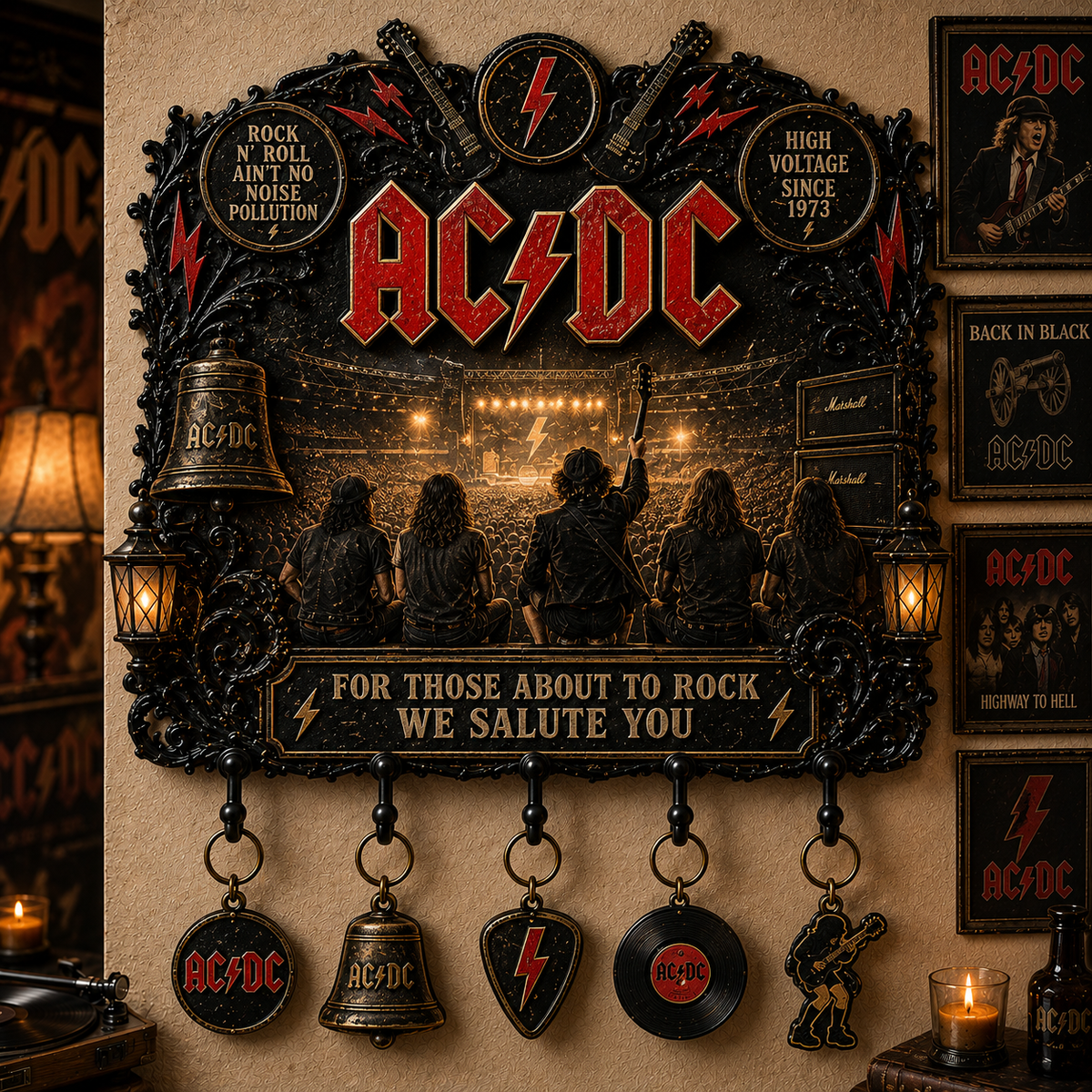 AC/DC Rock N Roll Classic Wall Key Holder – Music Legend Wall Key Rack