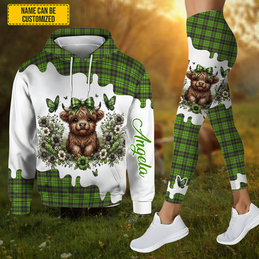 Floral Highland Cow - Personalized Hoodie and Leggings