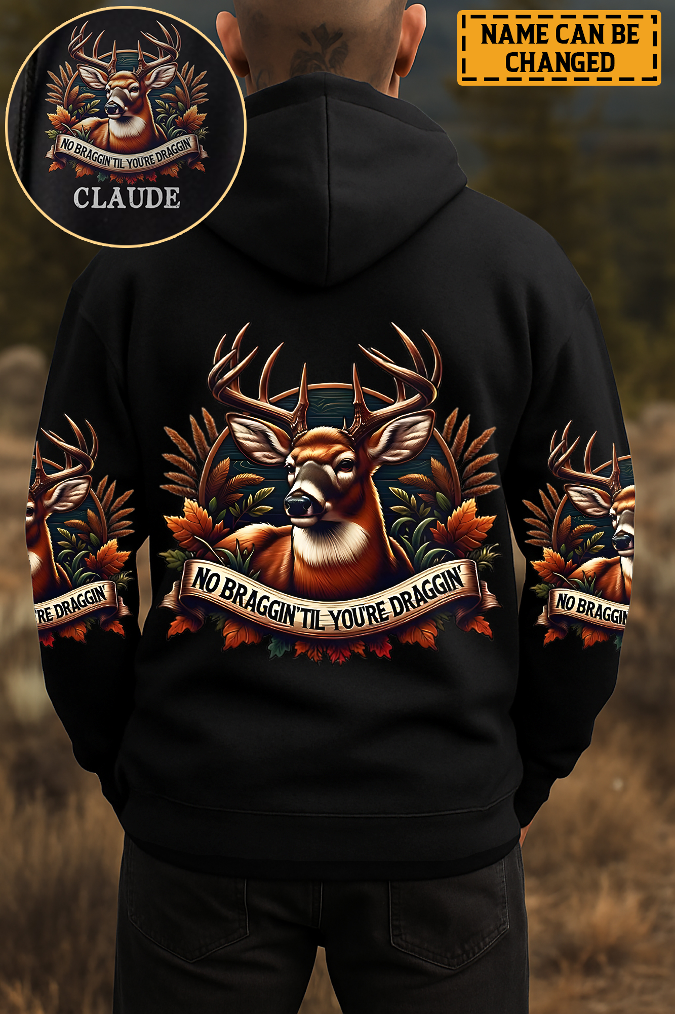 Hunt Hard, Brag Later – Personalized All Over Print Shirt