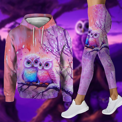 Couple Owl - Personalized Couple Hoodie and Leggings