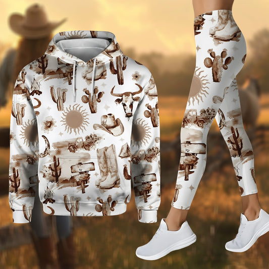 Western Cowgirl Hoodie & Leggings Set