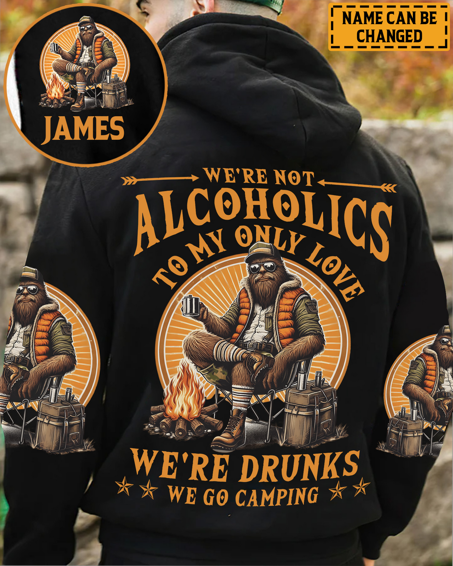 Not Alcoholics, Just Campers – Personalized Bigfoot All Over Print Shirt