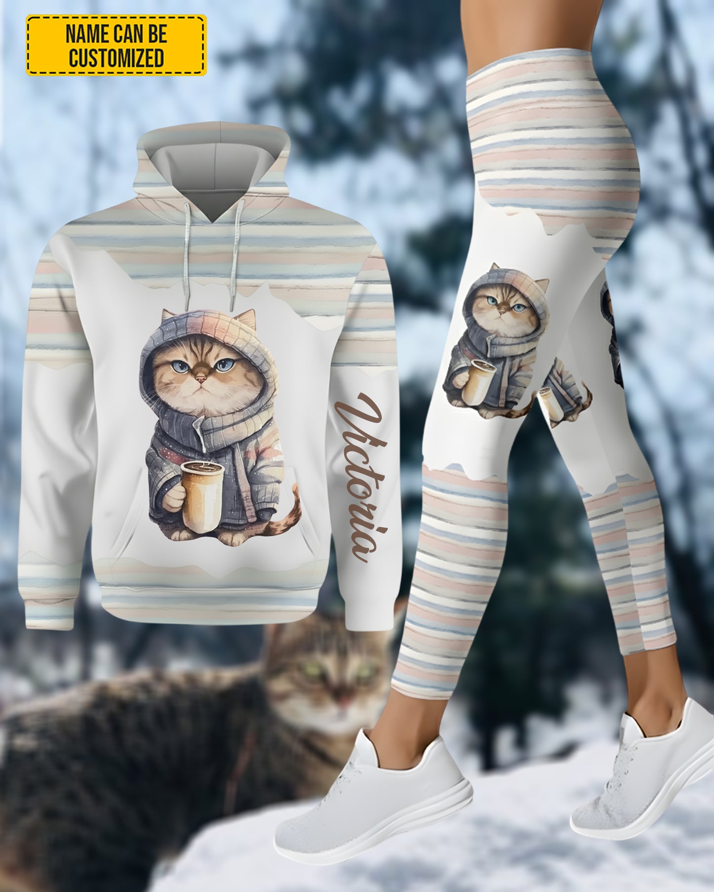 Cute Cat - Personalized Hoodie And Leggings