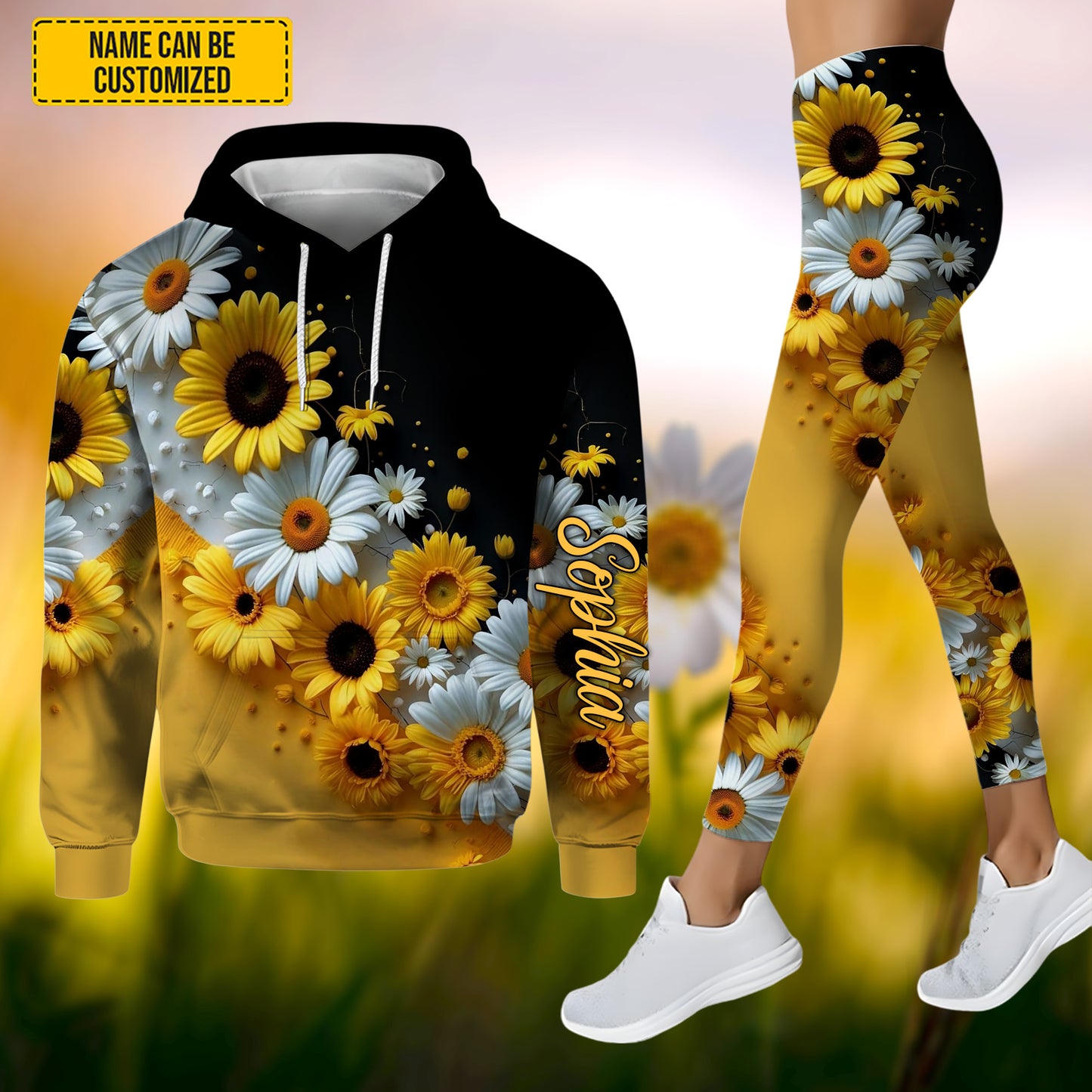 Personalized Sunflower and Daisy Hoodie Leggings Set