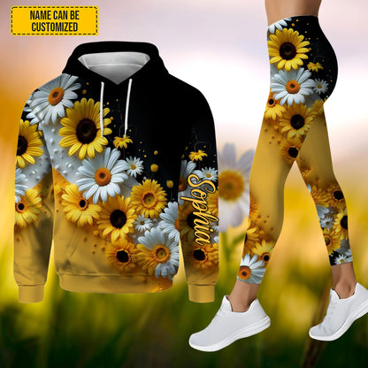Personalized Sunflower and Daisy Hoodie Leggings Set