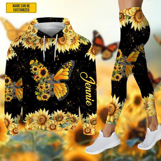Personalized Sunflower & Butterfly Hoodie Leggings Set