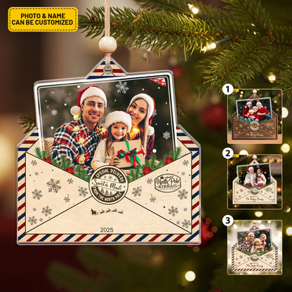 Personalized Family Photo Ornament - Christmas Envelope Ornament