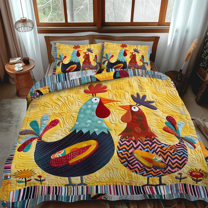 Barnyard Couple 3-Piece Quilted Bedding Set