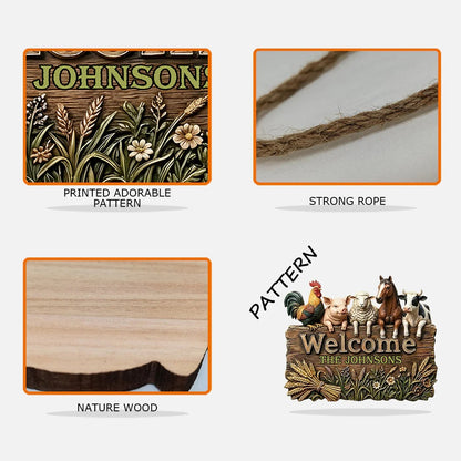 Welcome To Our Farm - Personalized Farmer Custom Shaped Wood Sign