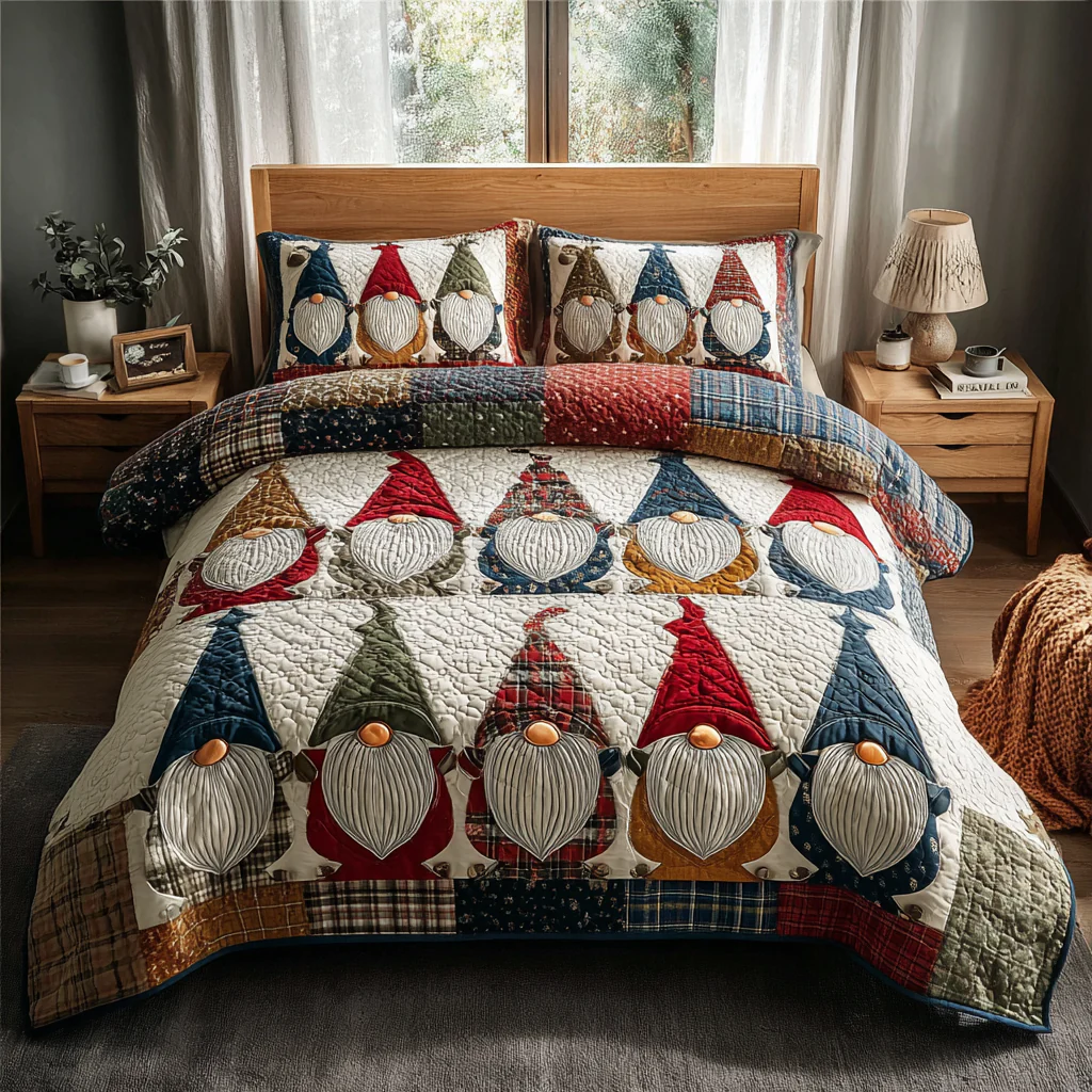 Gnome Spirit 3-Piece Quilted Bedding Set