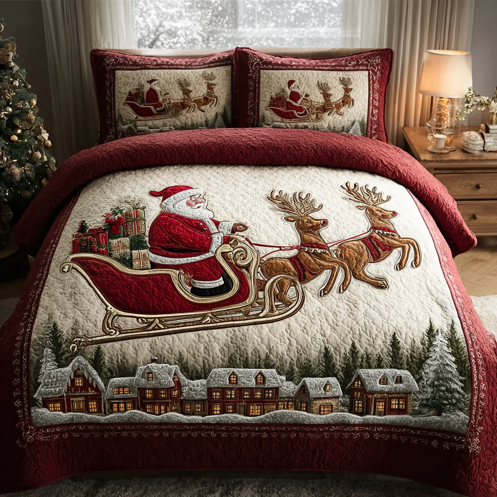 Santa Dream 3-Piece Quilted Bedding Set
