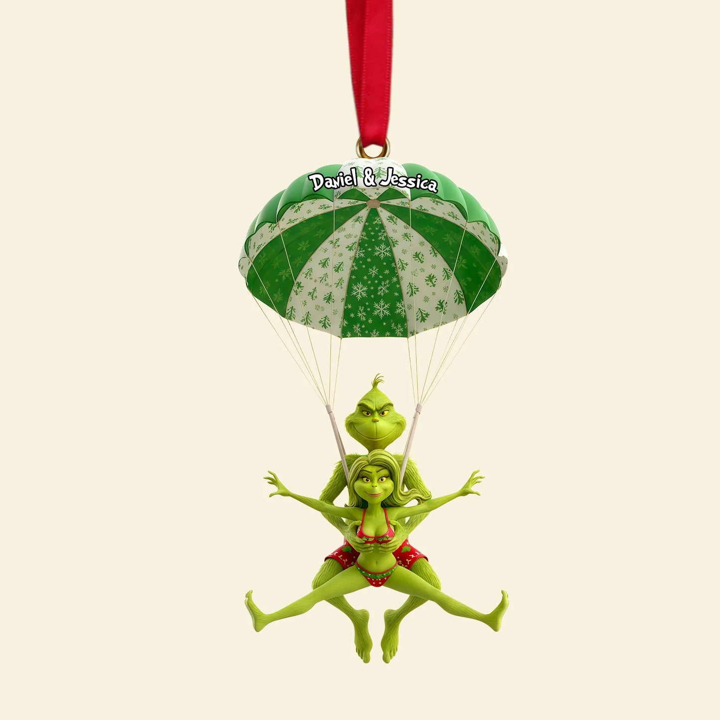 Naughty Green Parachute Couple - Personalized Gifts For Couple Ornament
