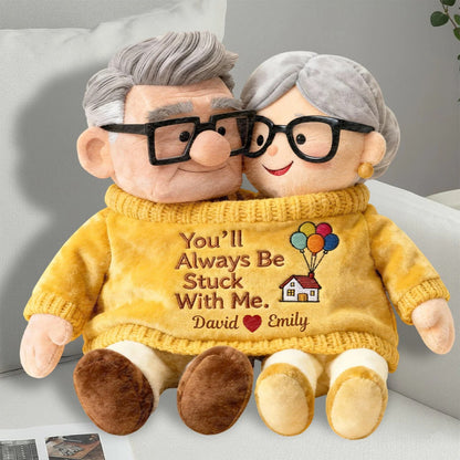 You'll Always Be Stuck With Me - Personalized Couple Shaped Pillow