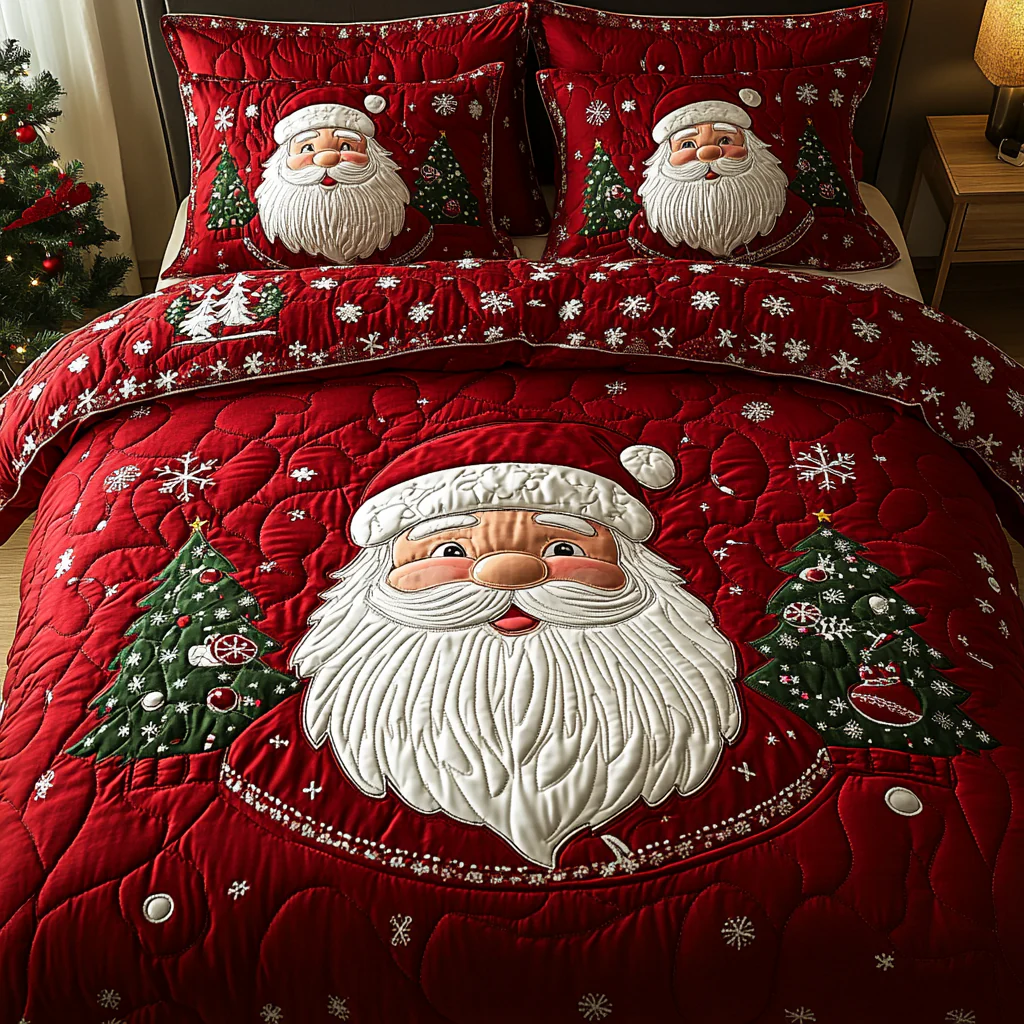 Santa Glow 3-Piece Quilted Bedding Set