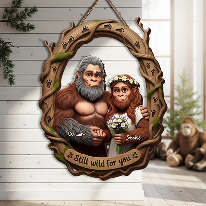 Bigfoot Couple Wood Sign - Personalized Xmas Gifts For Couple