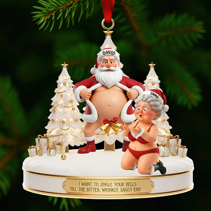 Couple Santa Funny - Personalized Gifts For Couple Ornament